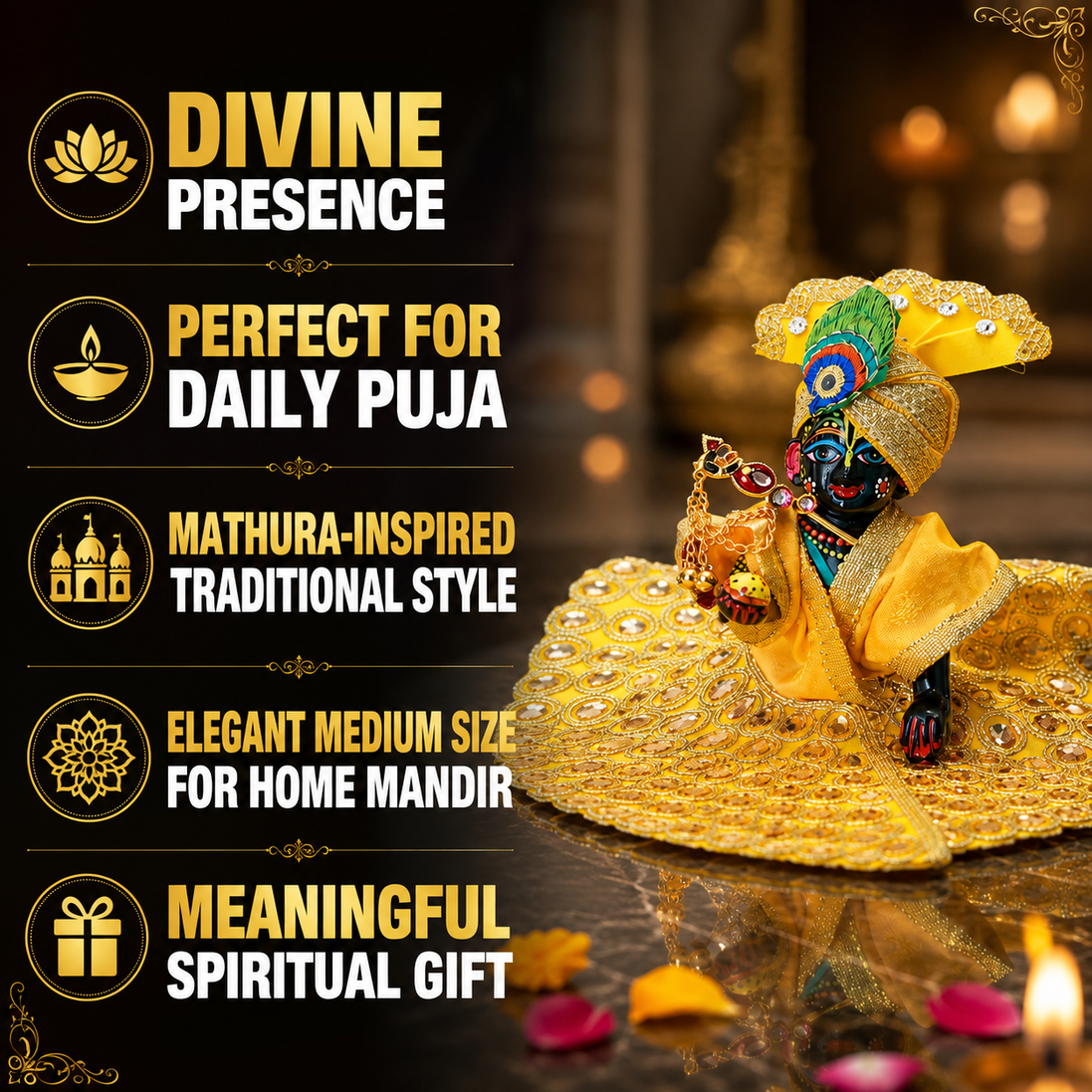 Balgopal Mathura Medium Idol – Krishna Murti for Puja & Home Decor