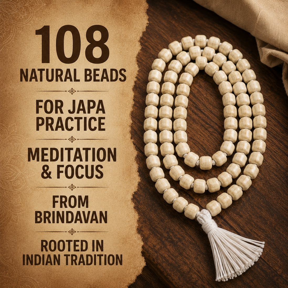 Iccha Neem Japa Mala – 108 Beads from Brindavan | Traditional Prayer & Meditation Mala