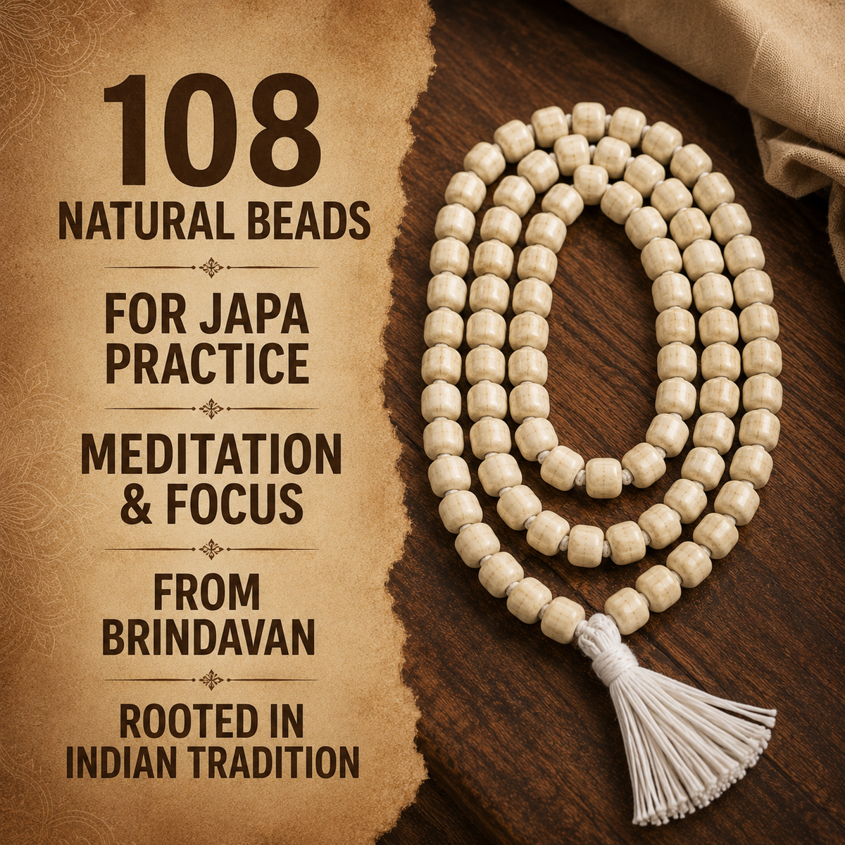 Iccha Neem Japa Mala – 108 Beads from Brindavan | Traditional Prayer & Meditation Mala
