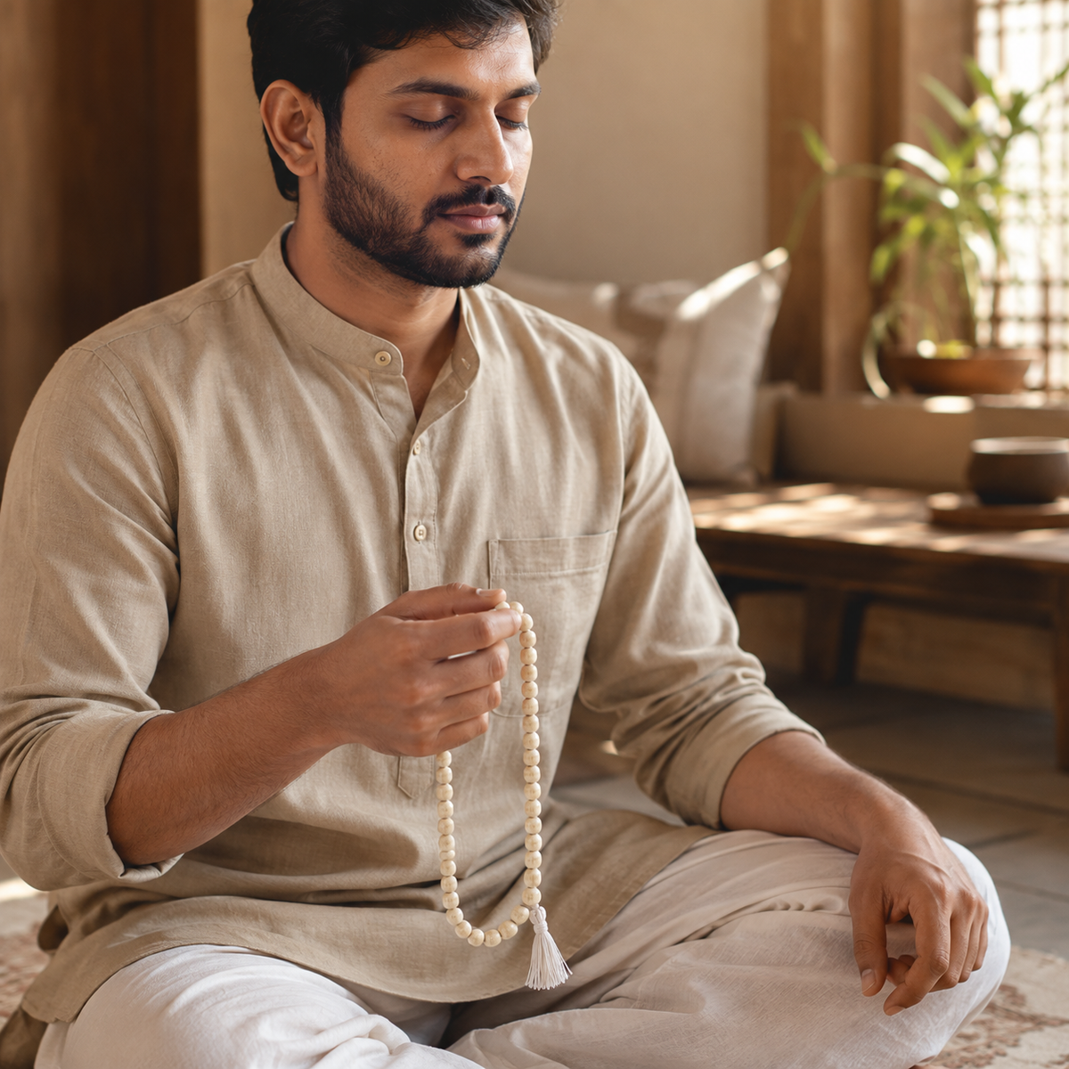 Iccha Neem Japa Mala – 108 Beads from Brindavan | Traditional Prayer & Meditation Mala
