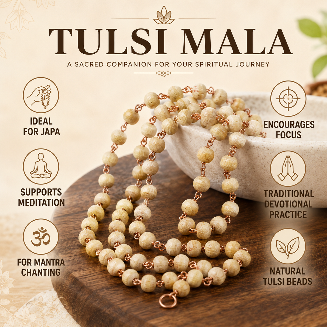Iccha Tulsi Mala Round for Japa, Meditation & Prayer