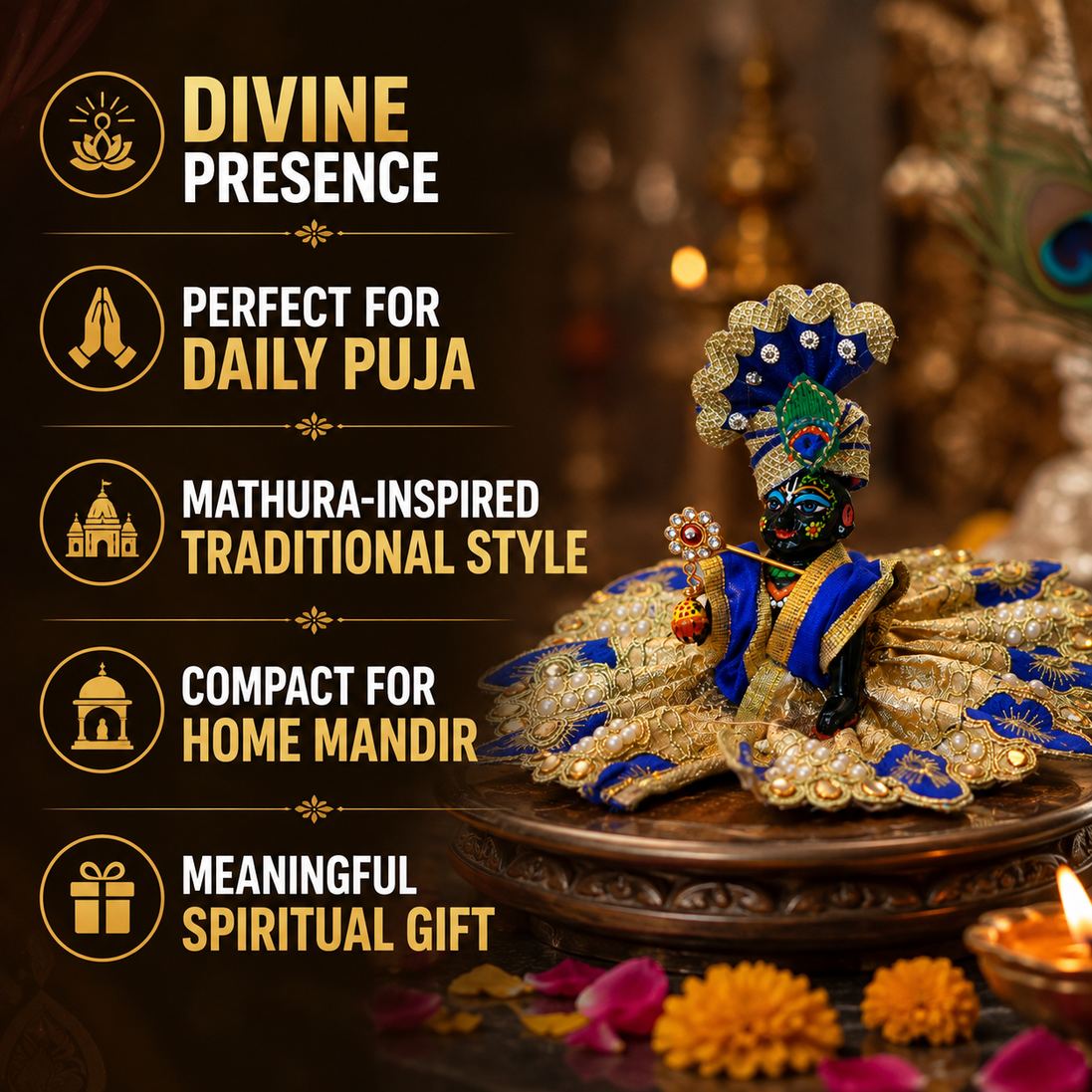 Balgopal Mathura Small Idol – Handcrafted Krishna Murti for Puja & Home