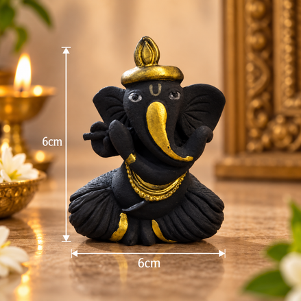 Iccha Black & Gold Ganesha Idol (6 cm)
