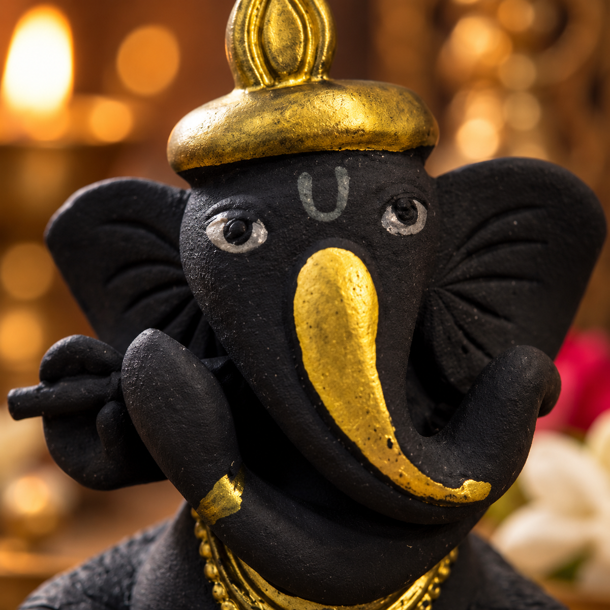 Iccha Black & Gold Ganesha Idol (6 cm)