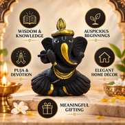 Iccha Black & Gold Ganesha Idol (6 cm)