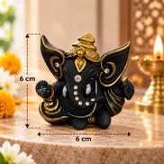 Iccha Black & Gold Ganesha Idol for Home & Office (6cm)
