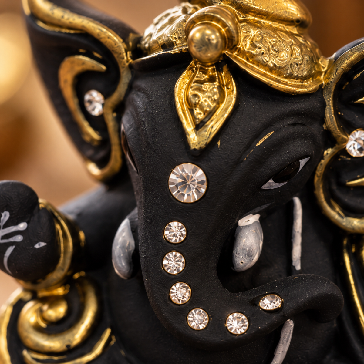 Iccha Black & Gold Ganesha Idol for Home & Office (6cm)