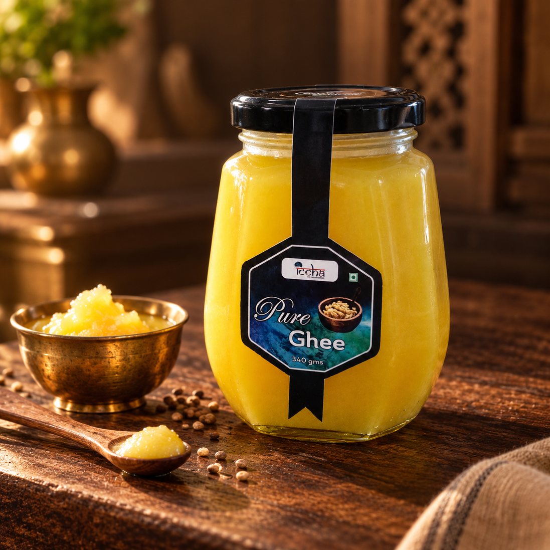 Iccha Pure Cow Ghee – Grass-Fed Cow Ghee for Cooking, Pooja & Traditional Recipes