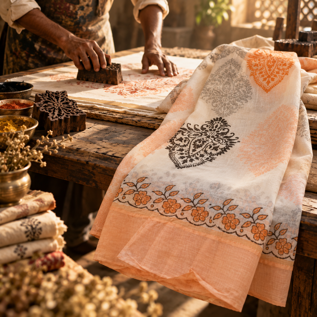 Iccha Block Printed Mulmul Cotton Dupatta – Lightweight