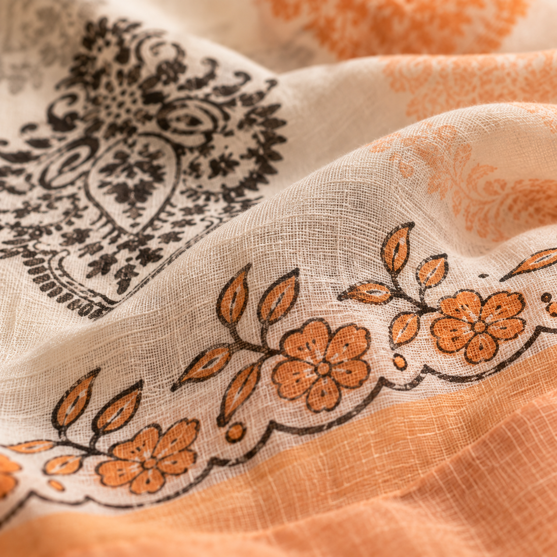 Iccha Block Printed Mulmul Cotton Dupatta – Lightweight