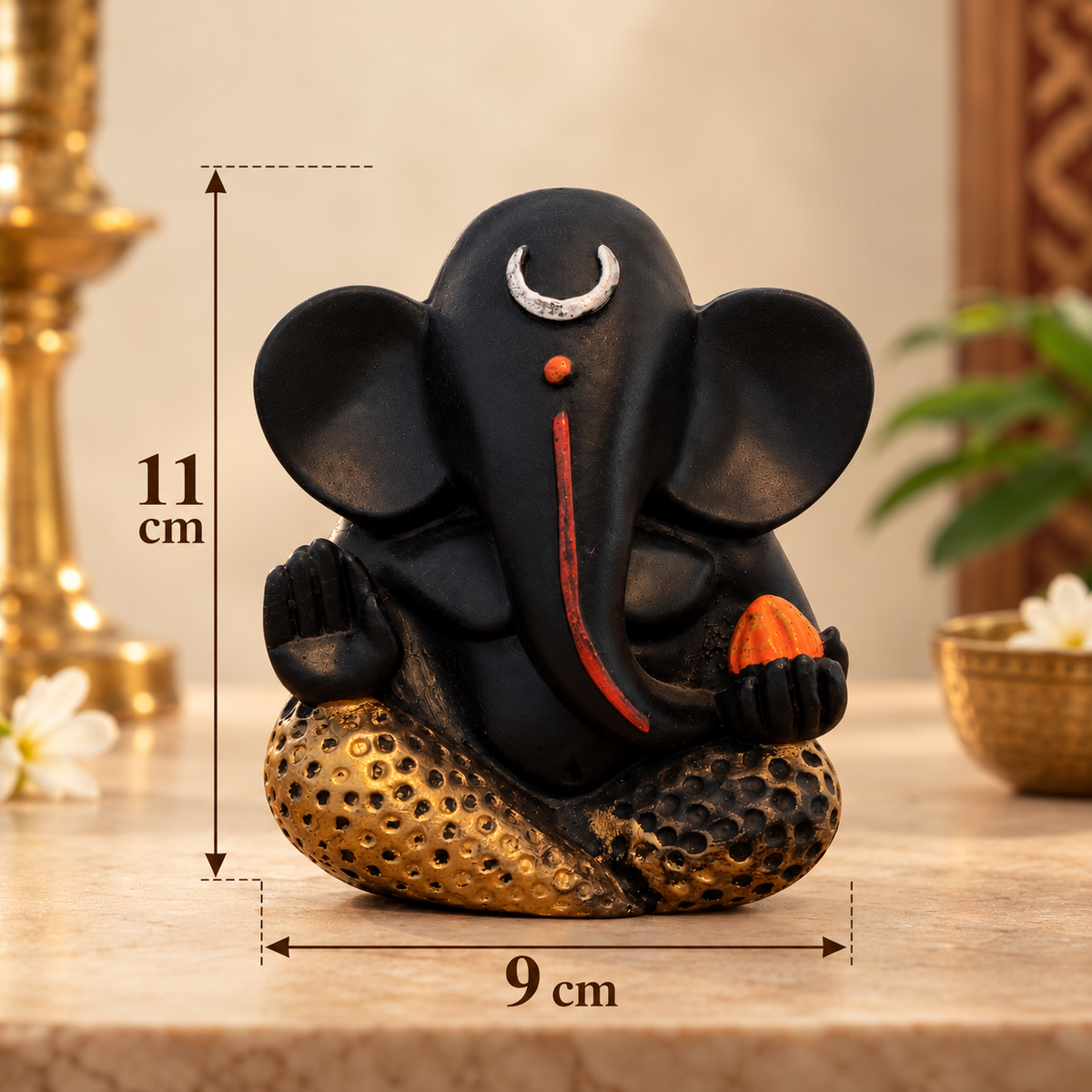 Iccha Black Ganesh Idol – Lord Ganesha Murti (11 cm)