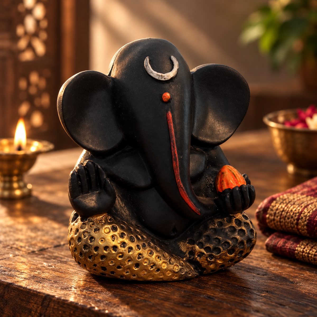 Iccha Black Ganesh Idol – Lord Ganesha Murti (11 cm)