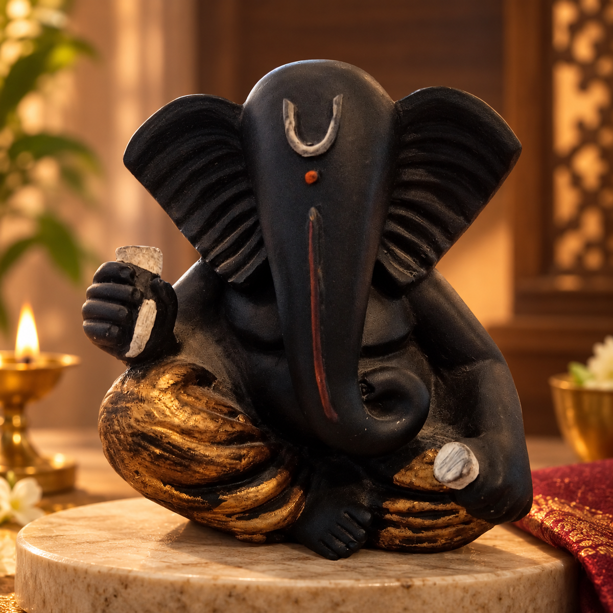 Iccha Black Ganesh Idol – Lord Ganesha Murti (12 cm)