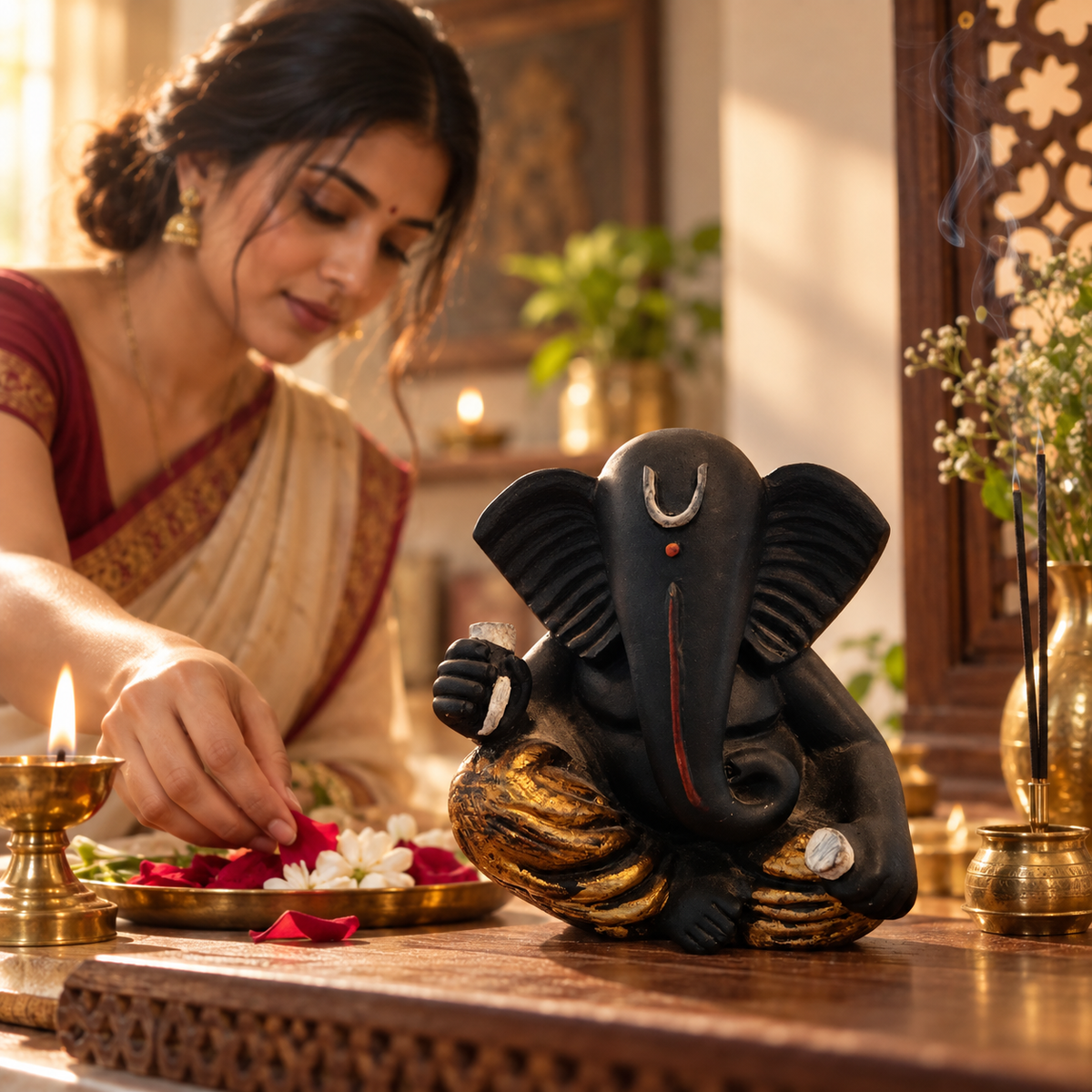 Iccha Black Ganesh Idol – Lord Ganesha Murti (12 cm)
