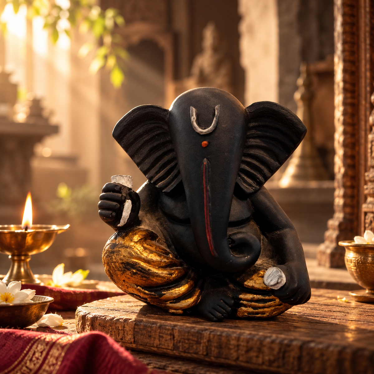 Iccha Black Ganesh Idol – Lord Ganesha Murti (12 cm)