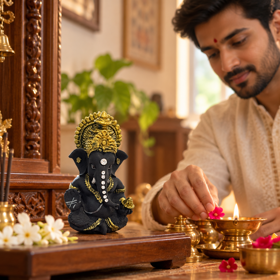 Iccha Jain Small Ganesh Idol – Lord Ganesha Murti (8 cm)