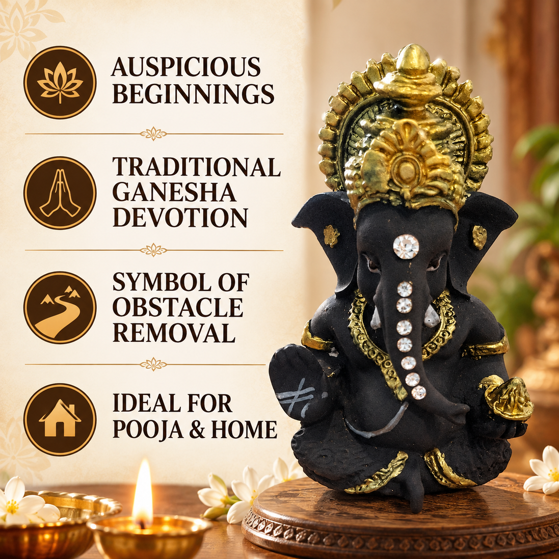 Iccha Jain Small Ganesh Idol – Lord Ganesha Murti (8 cm)