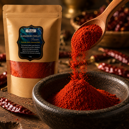 Iccha Organic Kashmiri Chilli Powder – Rich Red Colour, Mild Heat & Natural Flavour