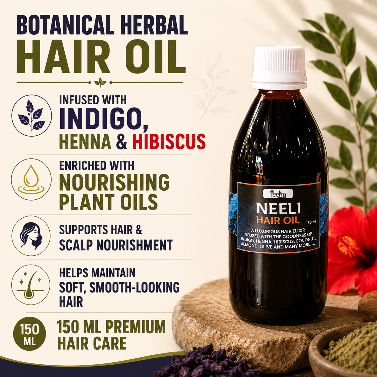 Iccha Neeli Oil | Herbal Hair & Scalp Nourishing Oil