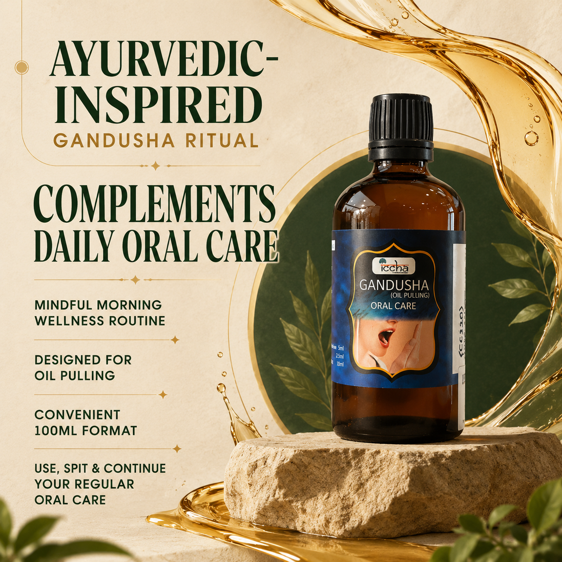 Iccha Ayurvedic Oil Pulling | Gandusha Oral Care Oil