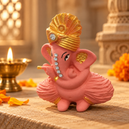 Iccha Pink Ganesha Idol with Gold Detailing (6 cm)