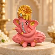 Iccha Pink Ganesha Idol with Gold Detailing (6 cm)