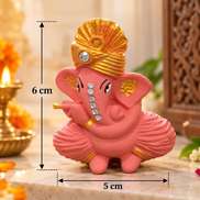 Iccha Pink Ganesha Idol with Gold Detailing (6 cm)