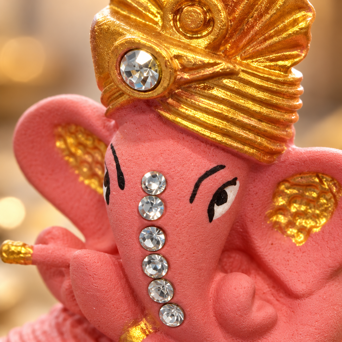 Iccha Pink Ganesha Idol with Gold Detailing (6 cm)
