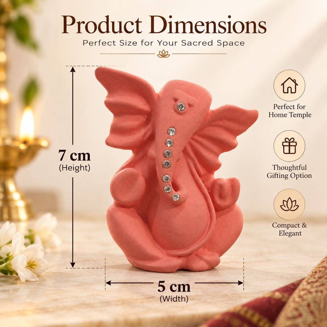 Iccha Small Pink Ganesha Idol – Lord Ganesh Murti (7 cm)