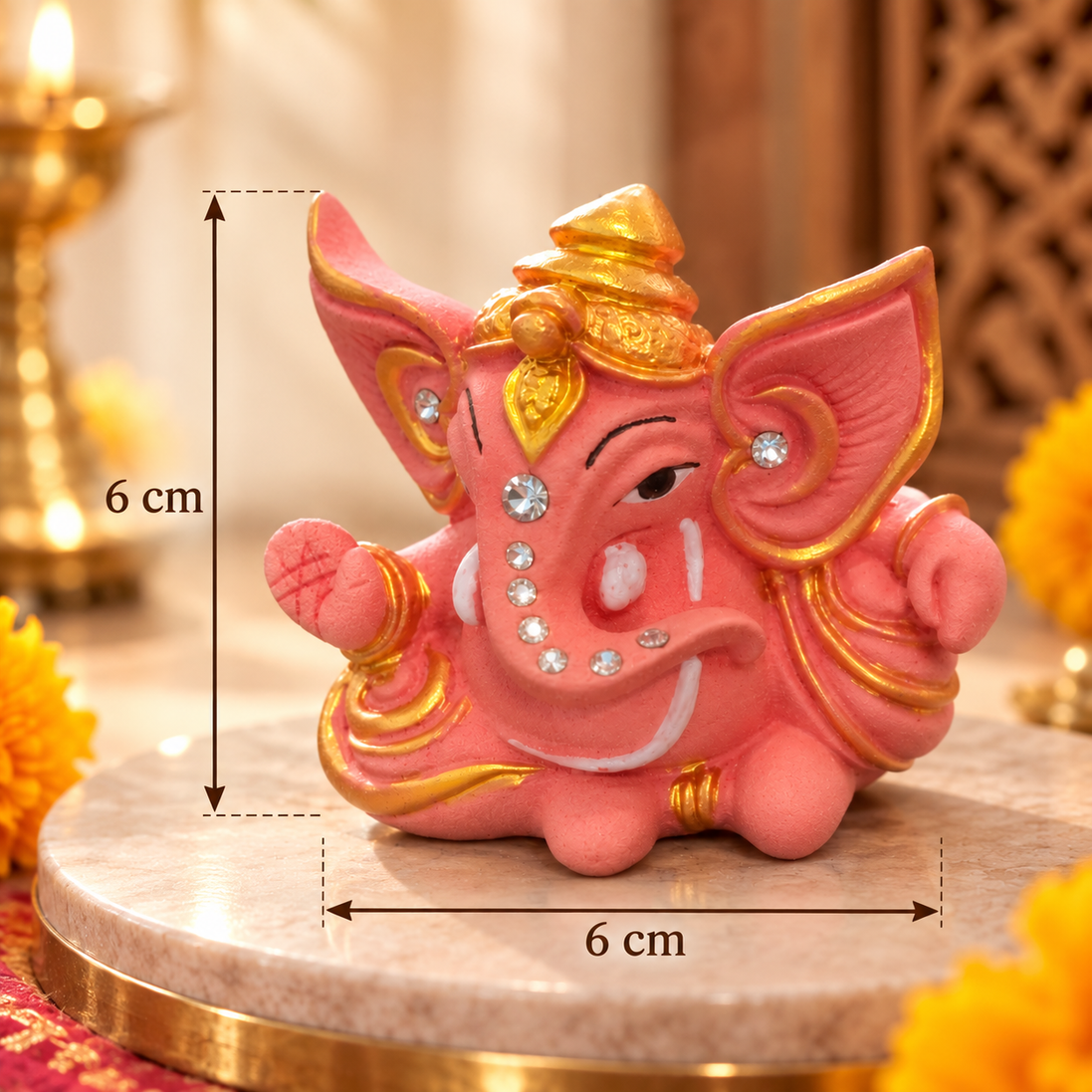 Iccha Pink Ganesha Idol for Home & Office (6 cm)