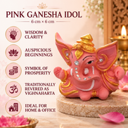 Iccha Pink Ganesha Idol for Home & Office (6 cm)