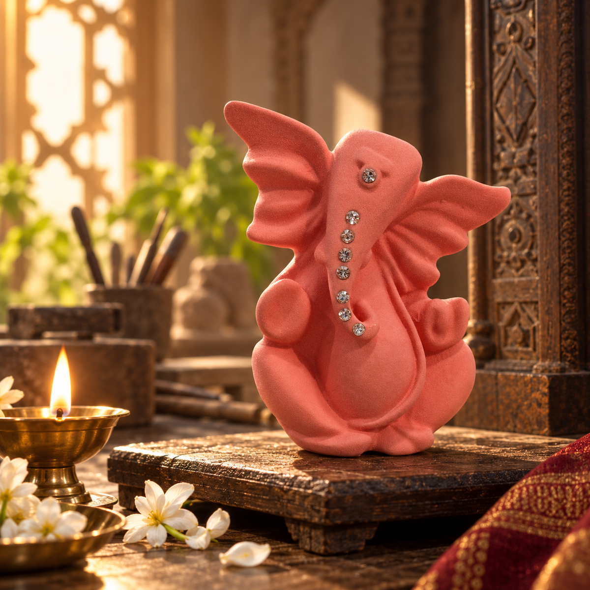 Iccha Small Pink Ganesha Idol – Lord Ganesh Murti (7 cm)