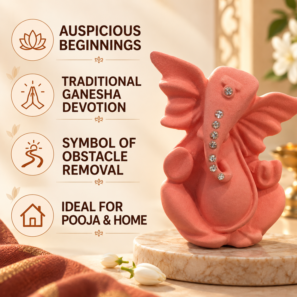 Iccha Small Pink Ganesha Idol – Lord Ganesh Murti (7 cm)