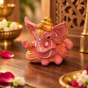 Iccha Pink Ganesha Idol for Home & Office (6 cm)