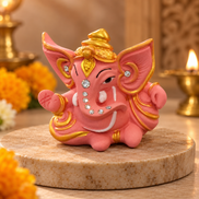Iccha Pink Ganesha Idol for Home & Office (6 cm)