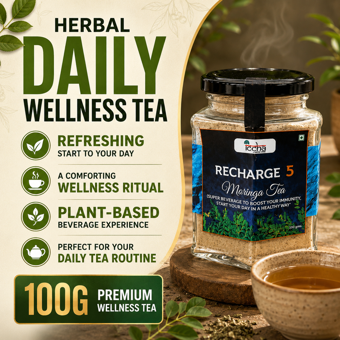 Iccha Recharge 05 Herbal Wellness Tea – Daily Immune Support Blend