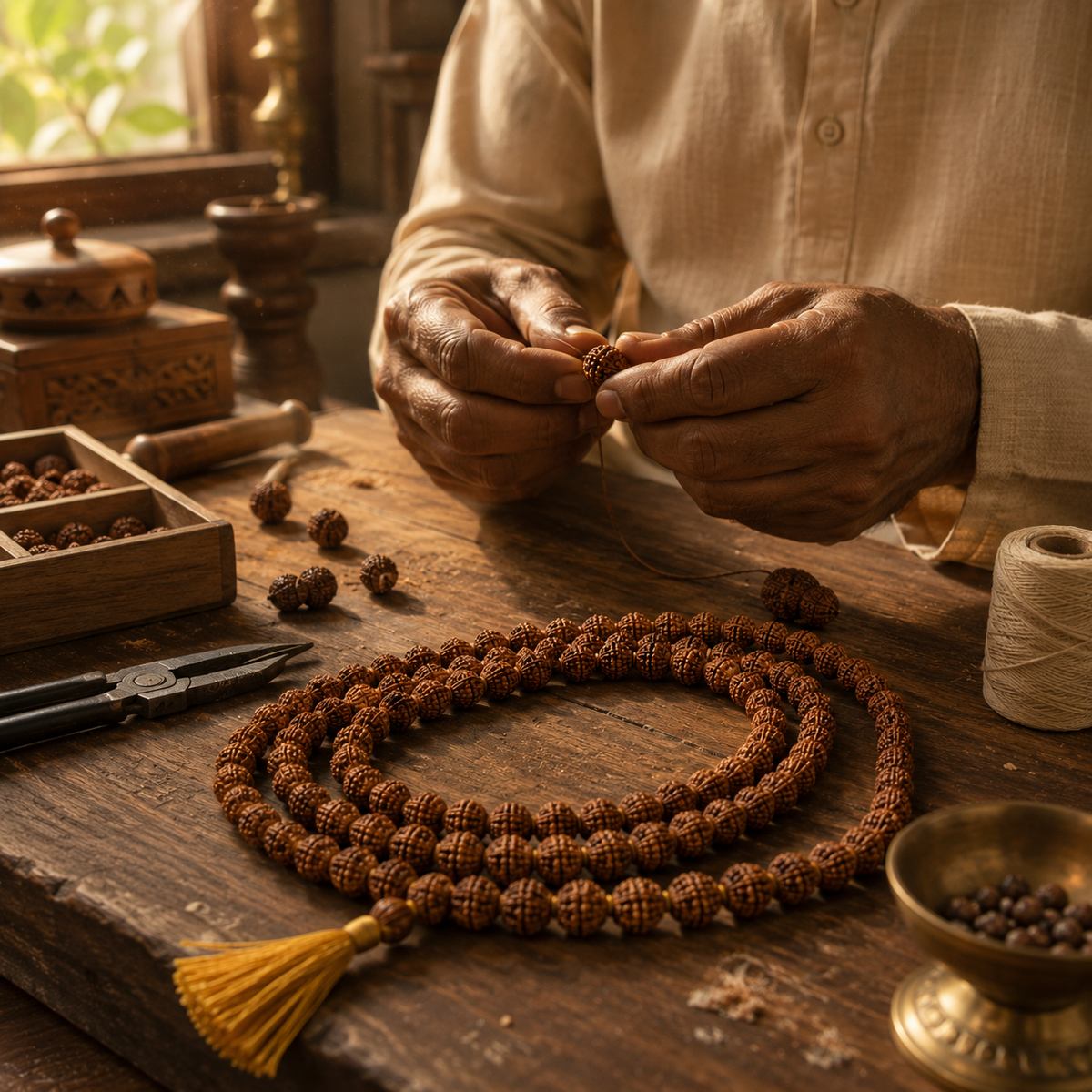 Iccha Panchmukhi Rudraksha Japa Mala – 108 Beads from Nepal