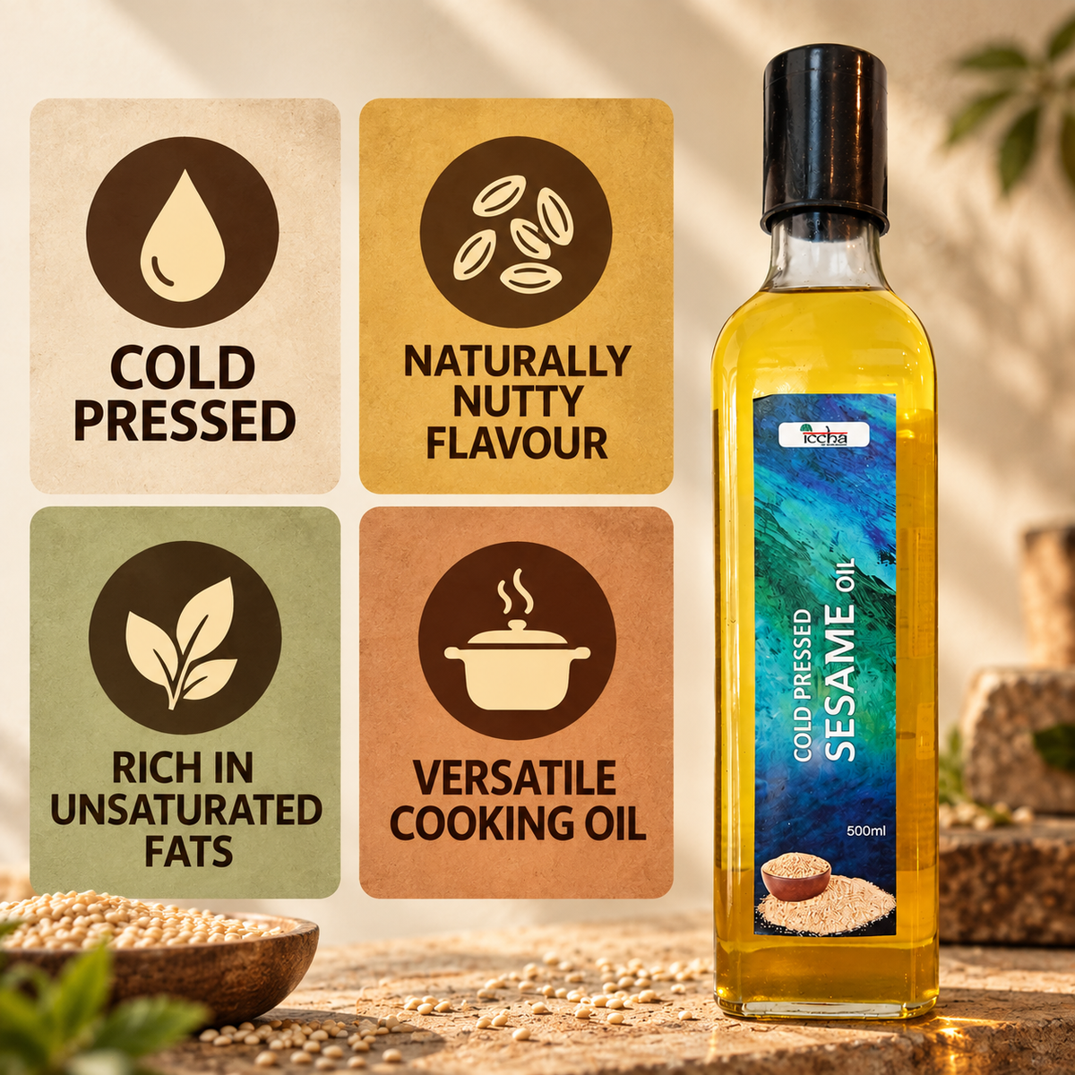 Iccha Cold Pressed Sesame Oil – Natural Gingelly Cooking Oil