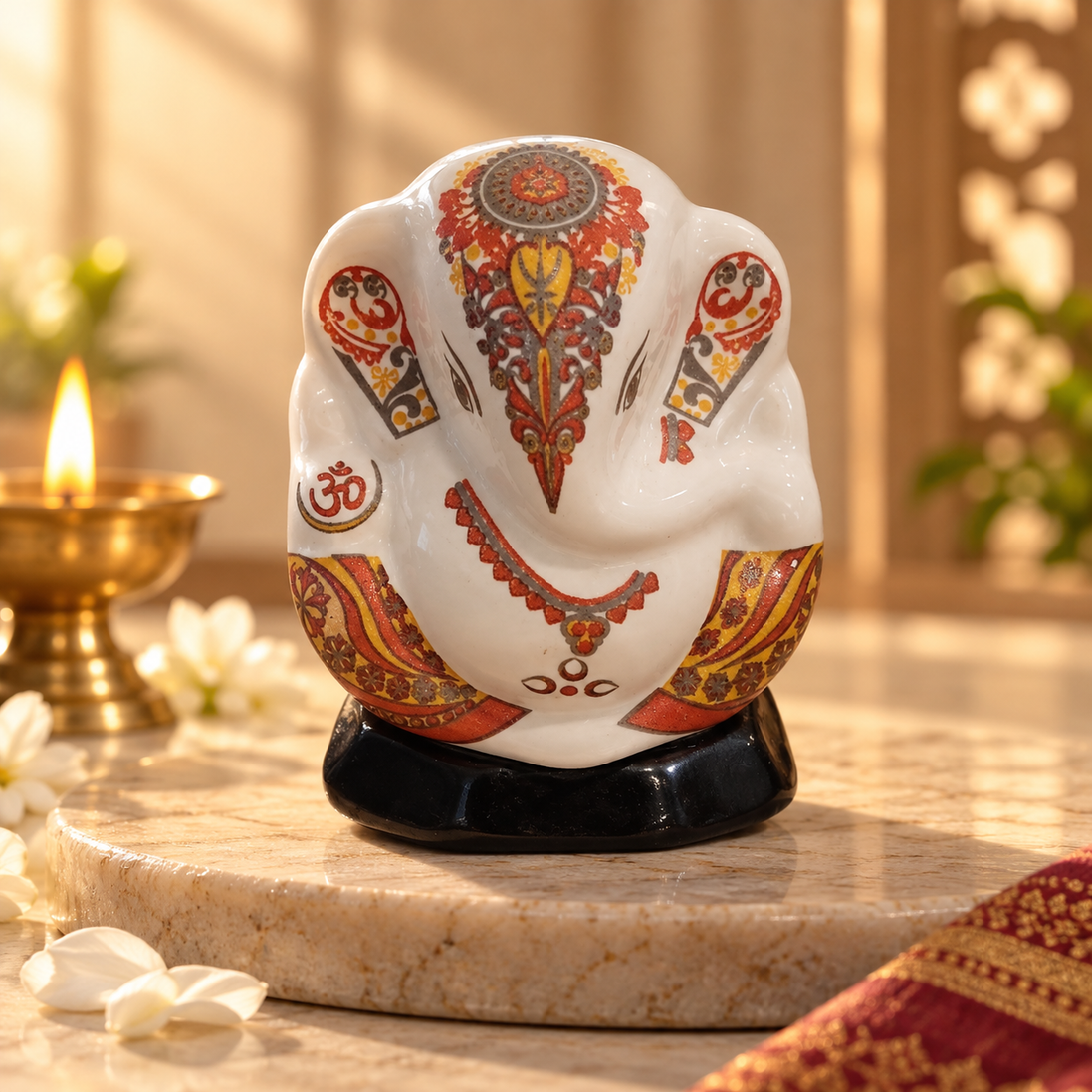 Iccha White Ganesha Murthi (6 cm)