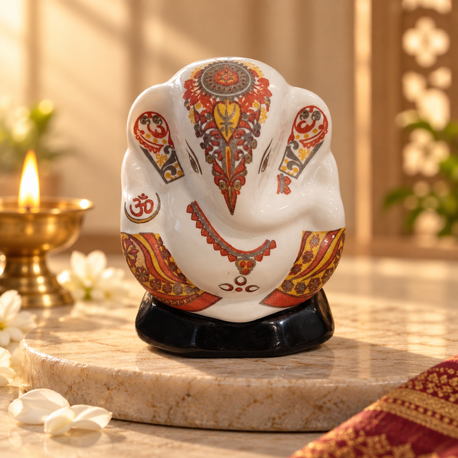 Iccha White Ganesha Murthi (6 cm)