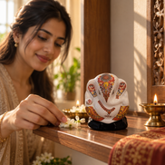 Iccha White Ganesha Murthi (6 cm)
