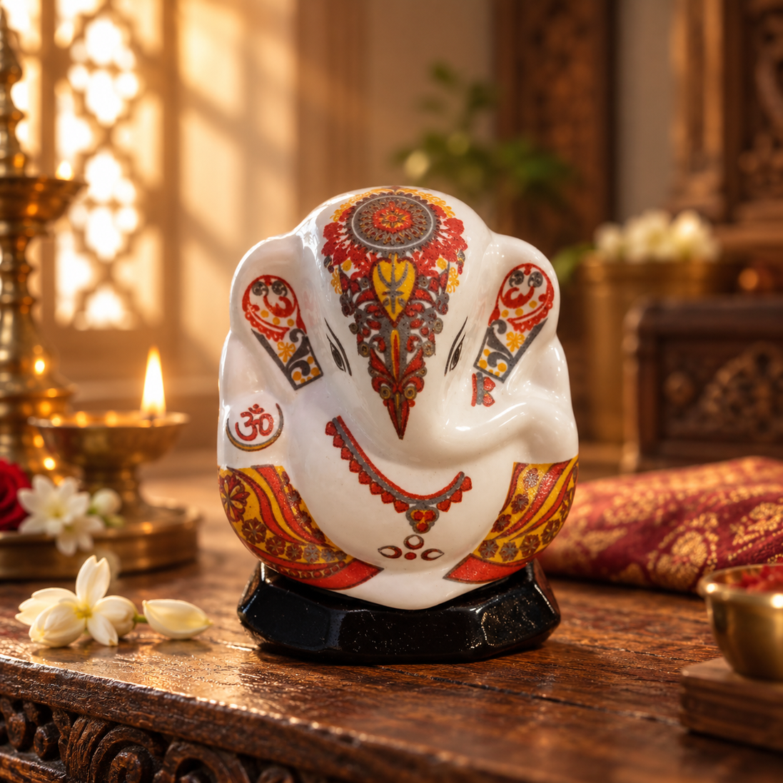 Iccha White Ganesha Murthi (6 cm)
