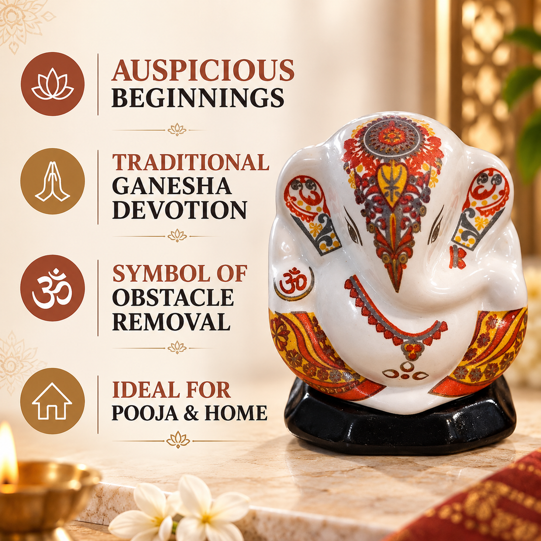 Iccha White Ganesha Murthi (6 cm)