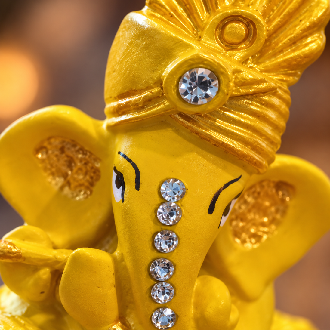 Iccha Yellow Ganesha Idol with Crystal Detailing (6 cm)